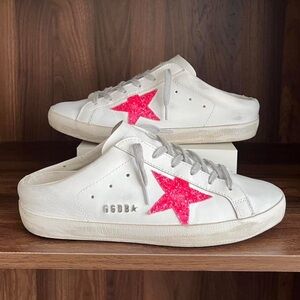 Golden Goose Sabot Hot Pink Glitter Star